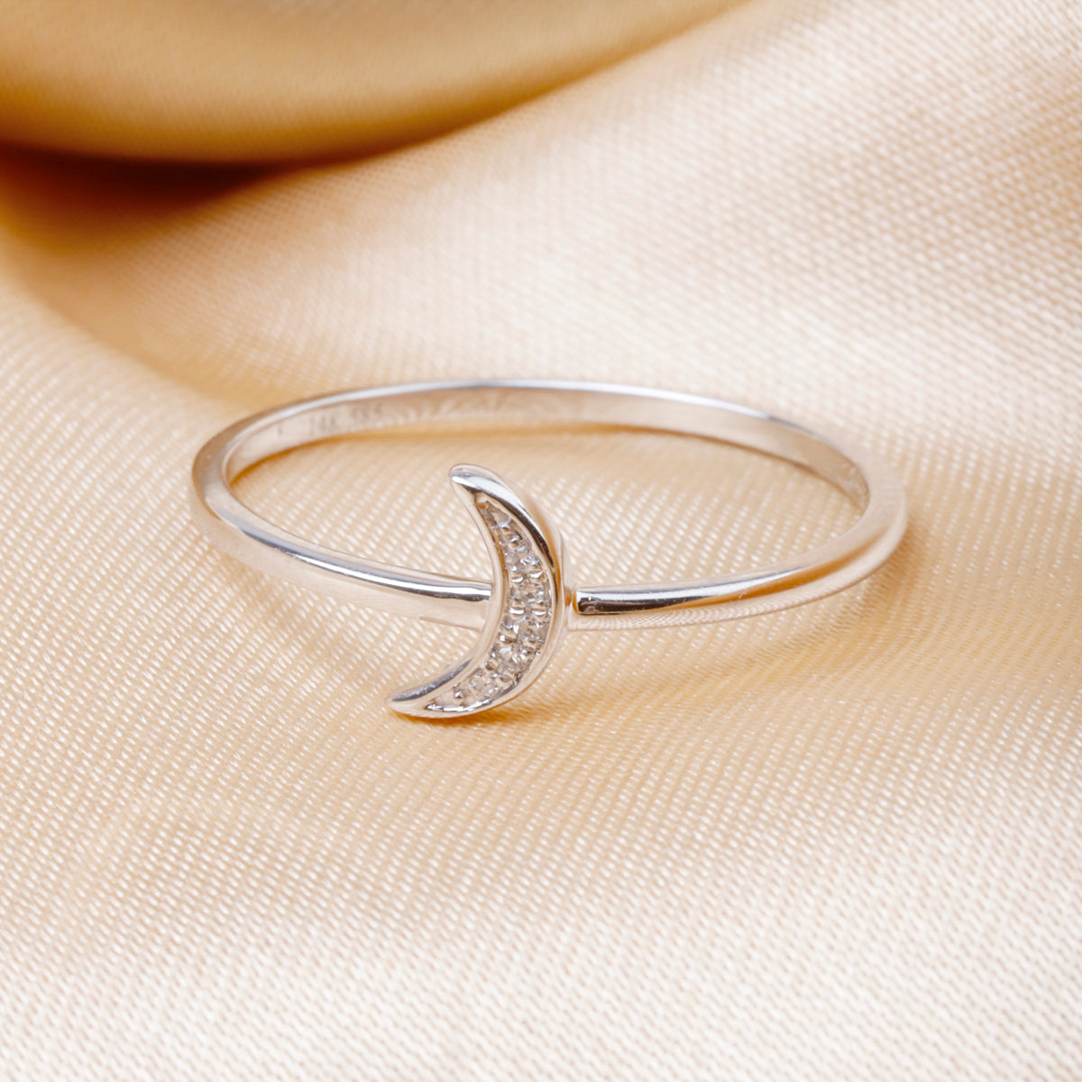 Diamond Crescent Moon Ring