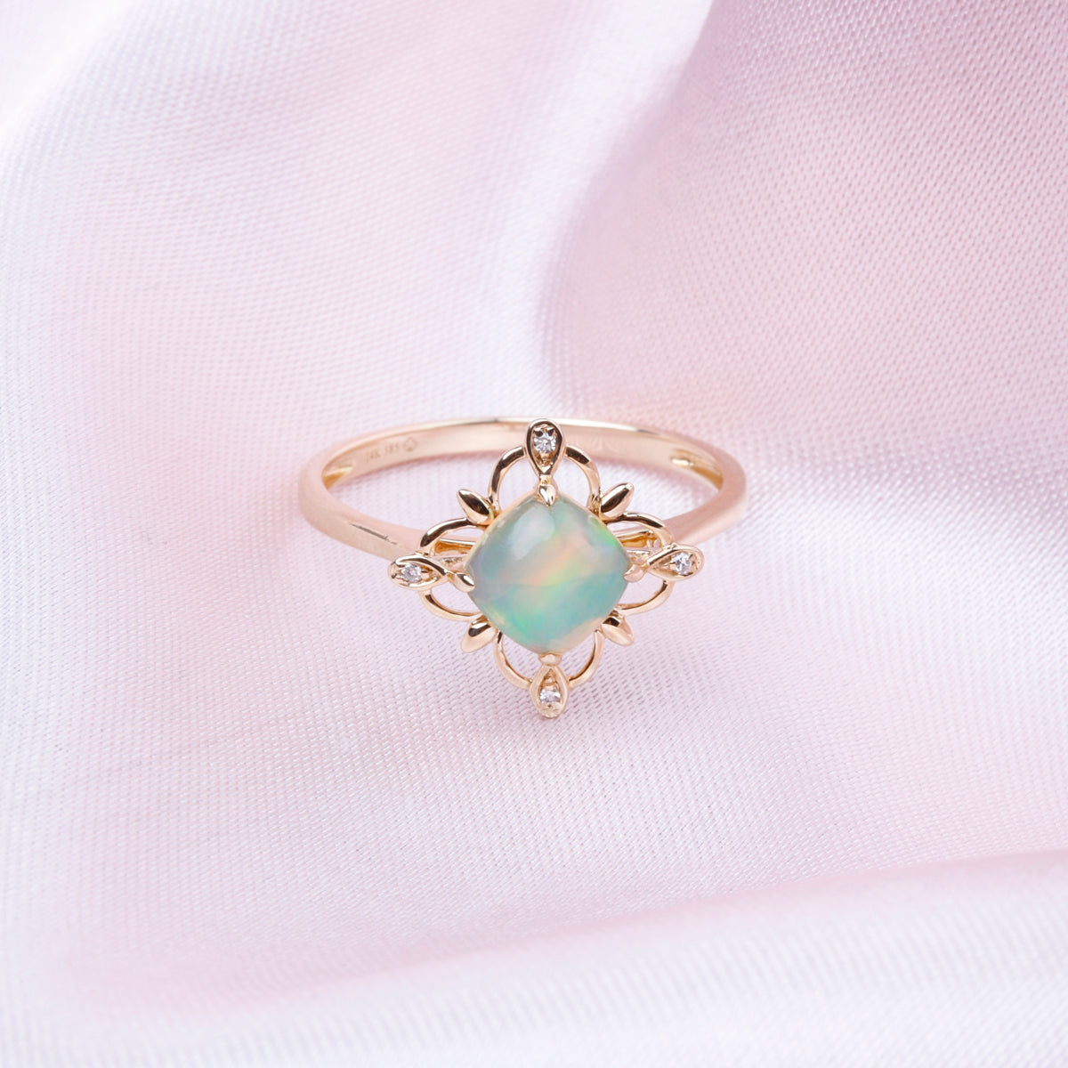 Boho Opal Flower Ring crafted of luxury with its opulent opal center and vibrant petals.