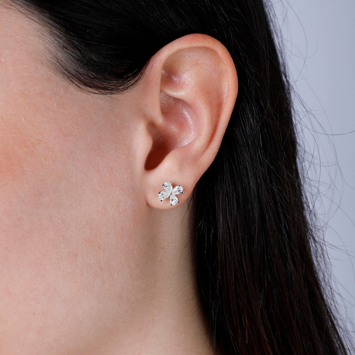 Flower Pear Shaped Studs