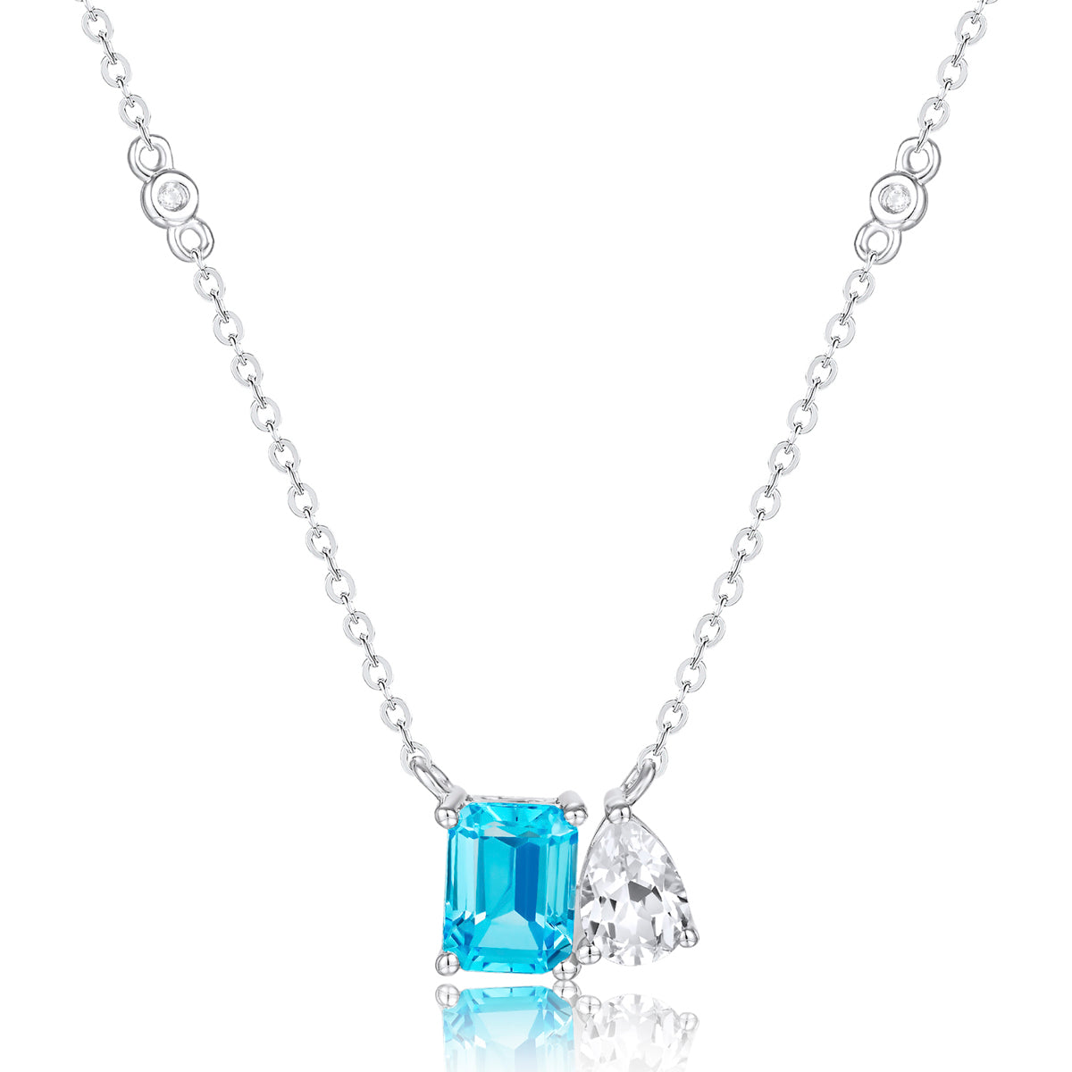 Moi et Toi Emerald Cut & Pear Shape Necklace