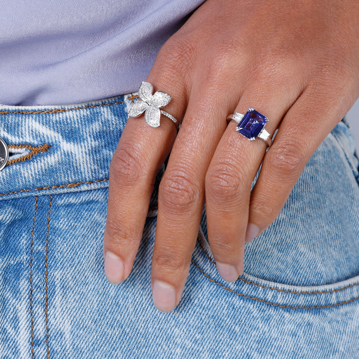 Micro Pave Flower Diamond Ring