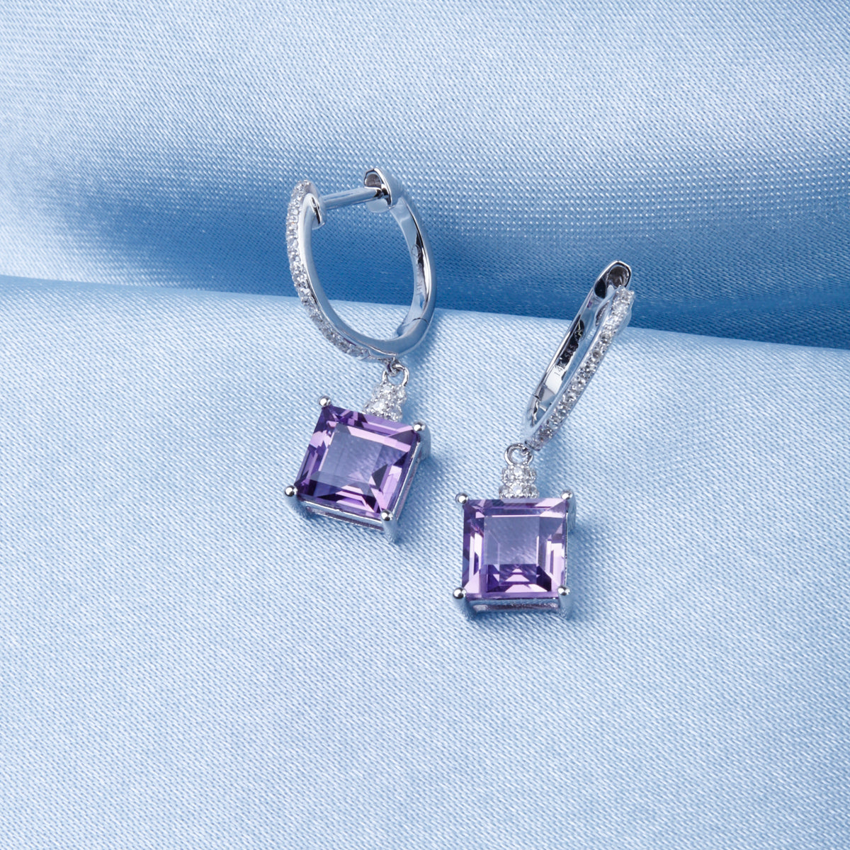 Princess Cut Drop Earrings