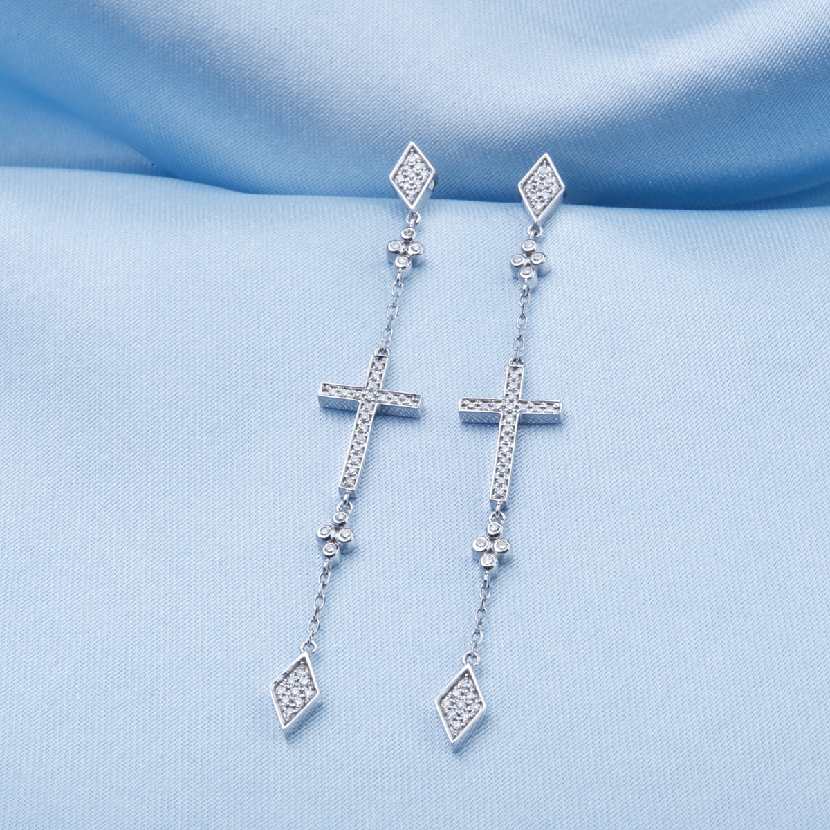 Cross Chain Earrings