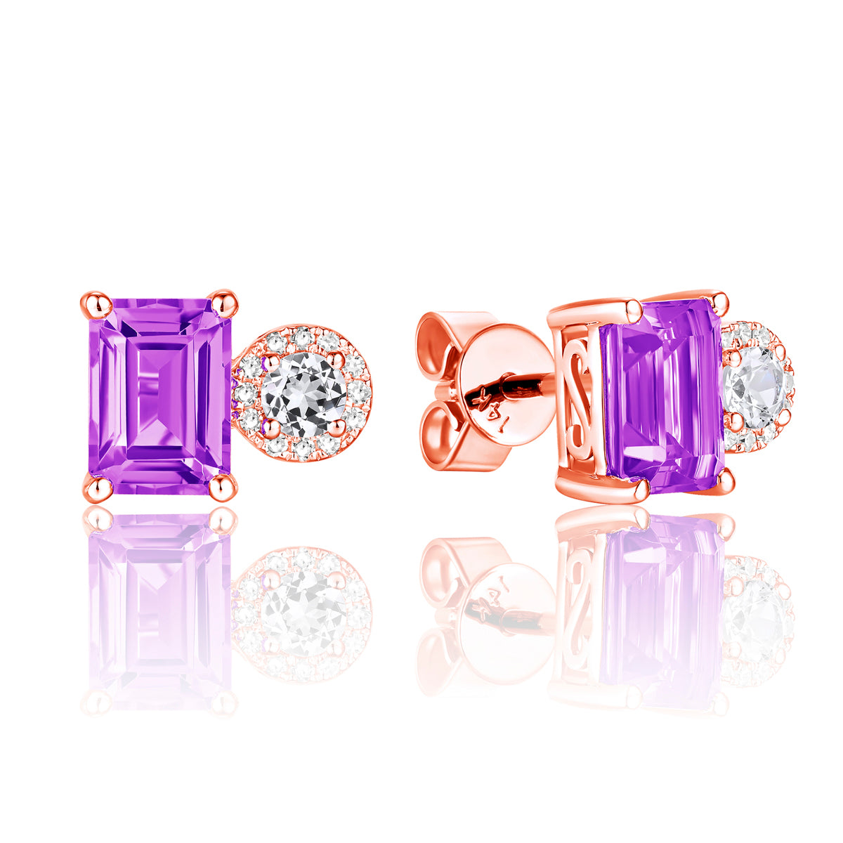 Dual Gemstone Bond-Style Stud Earrings 