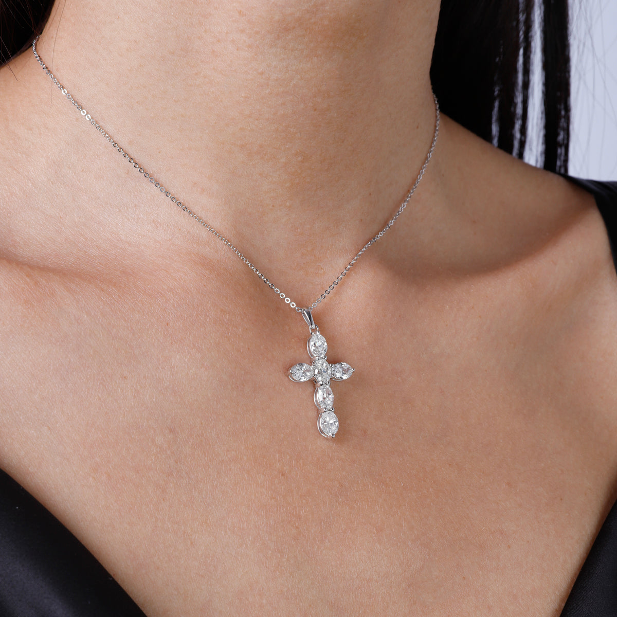 Oval Diamond Cross