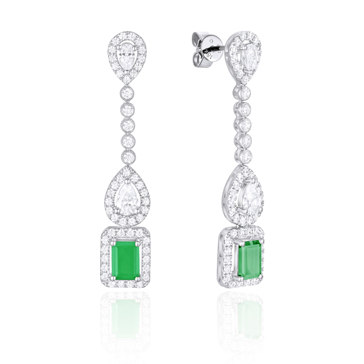 Emerald - Diamond Drop Earrings