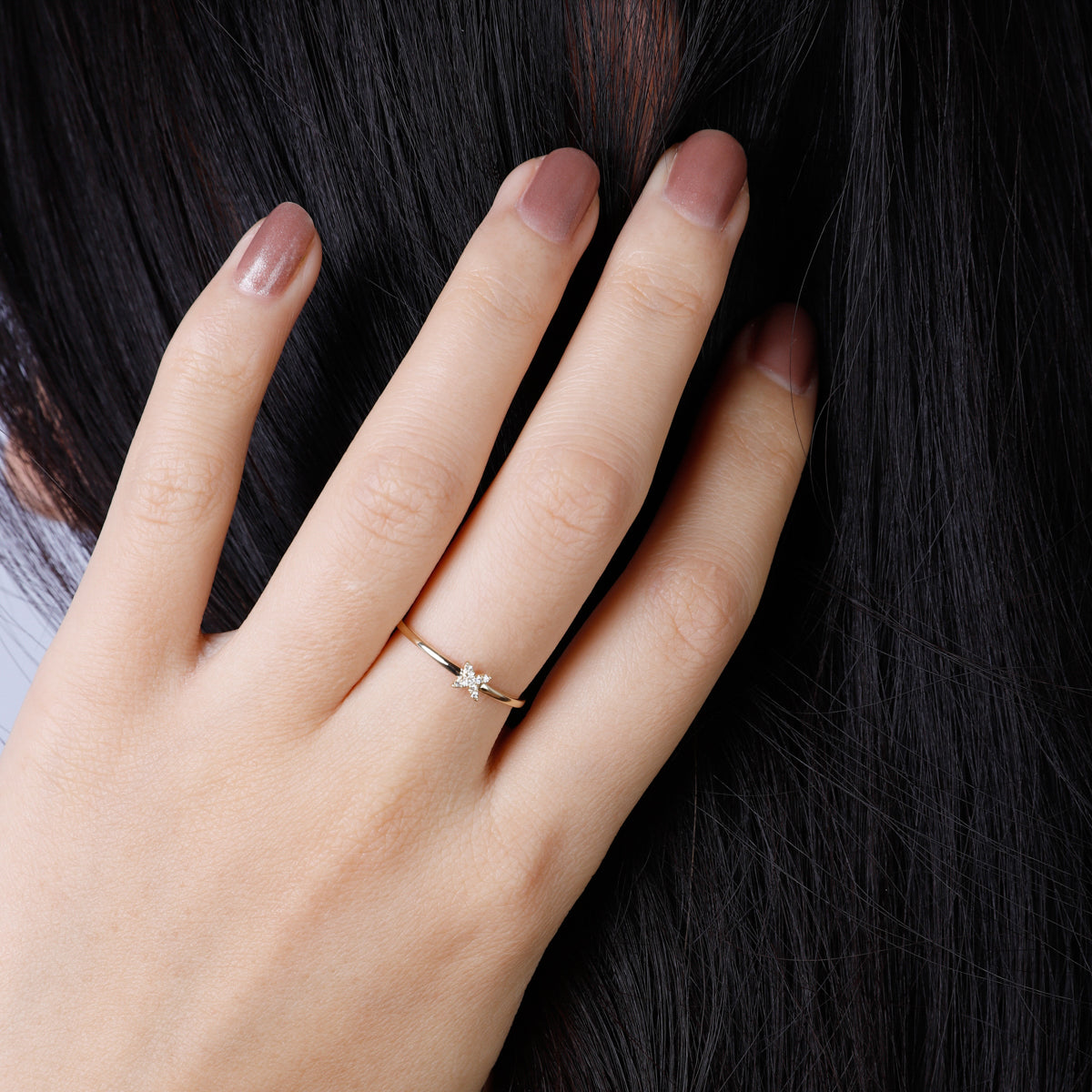 Diamond Dainty X Ring