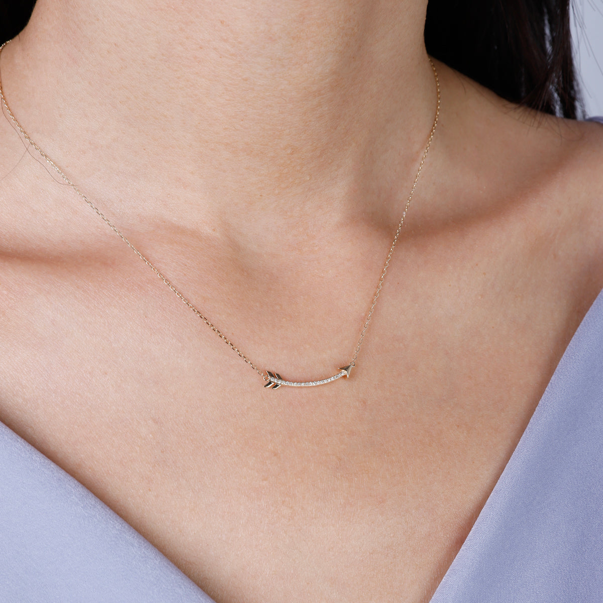 Diamond Arrow Necklace that is elegant and trendy. Crafted with precision and sparkling diamonds.