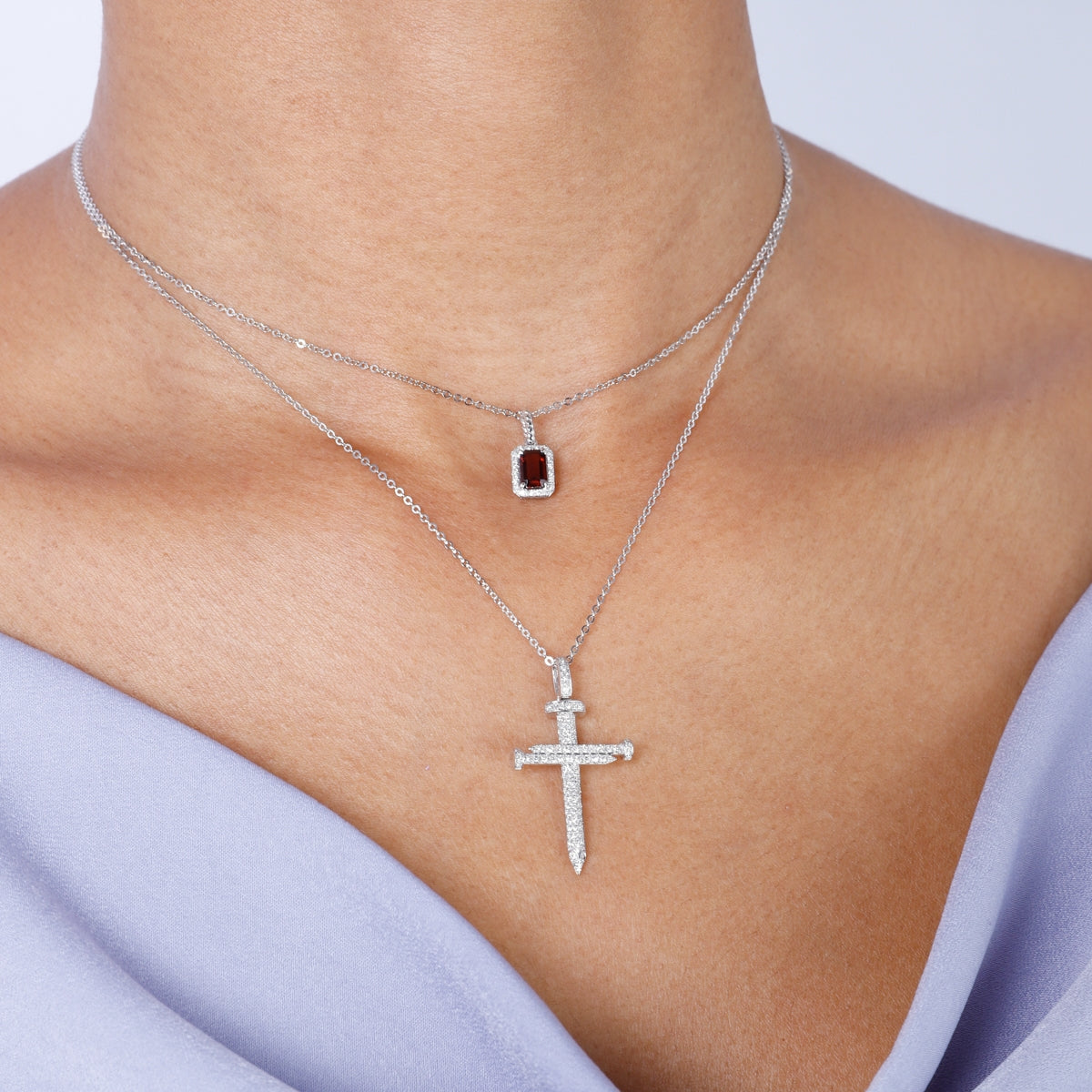 Cross Nail Diamond Necklace