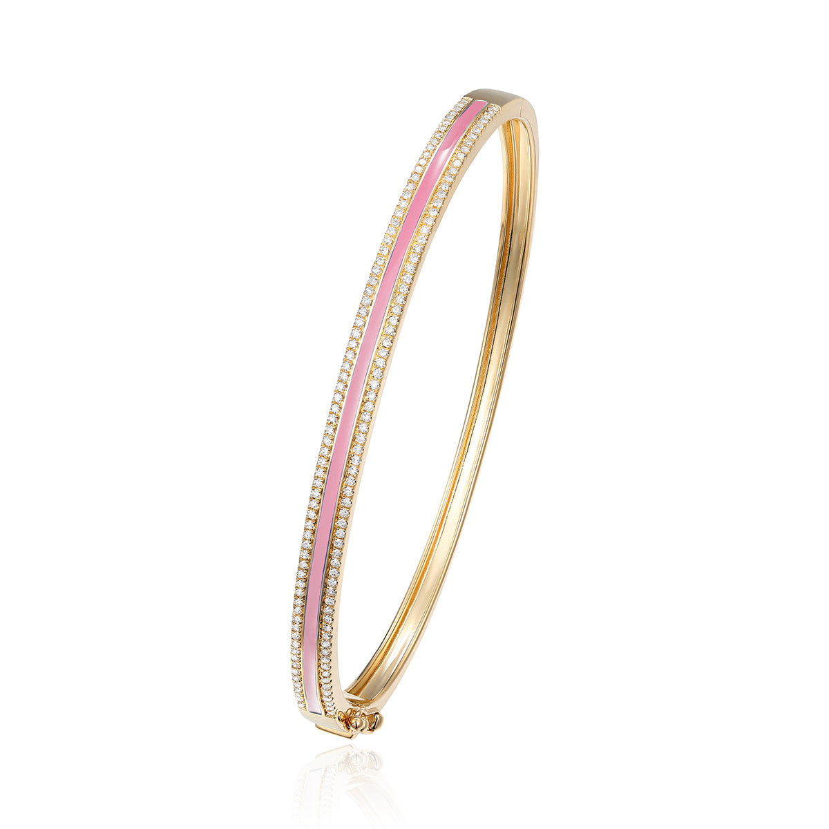 Enamel bangle with a row of diamonds. A pop of color to enhance the vibrant enamel color.