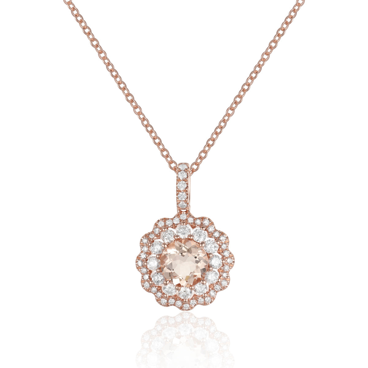 Double Halo Round Necklace