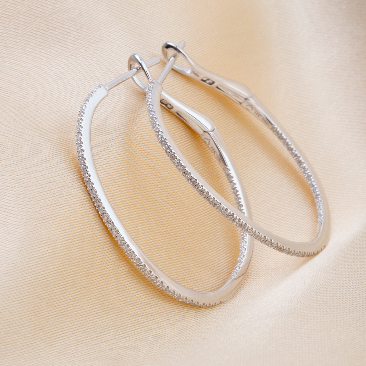 Dainty Single Row Diamond Hoops