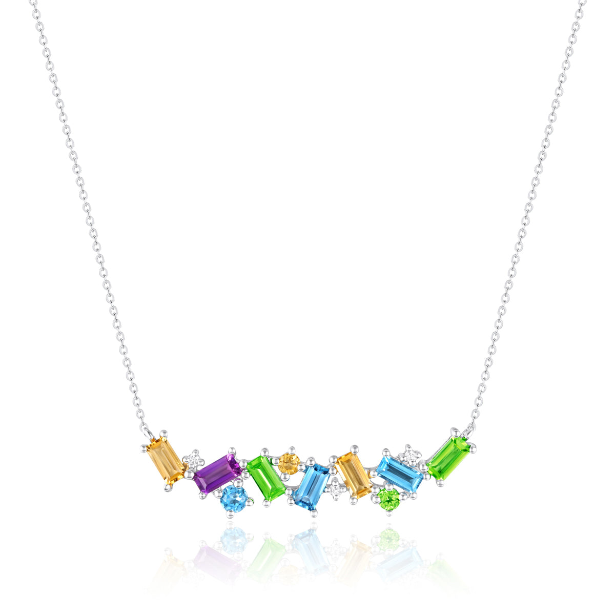 Emerlad Cut Multi Color Necklace