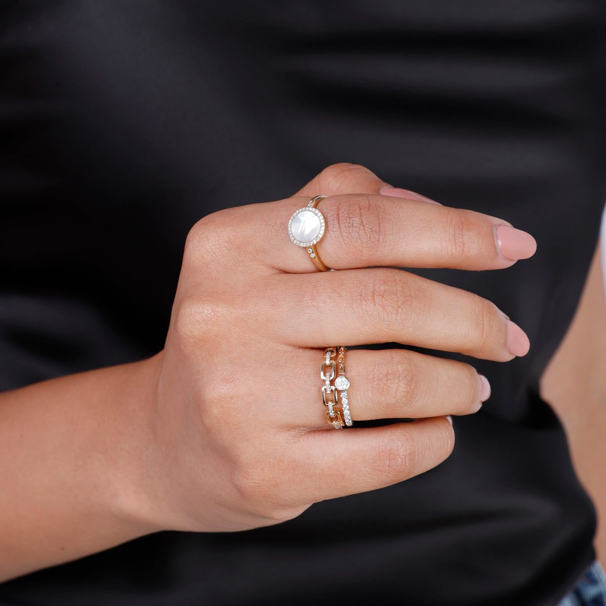 Spilt Chain & Bar Round Ring