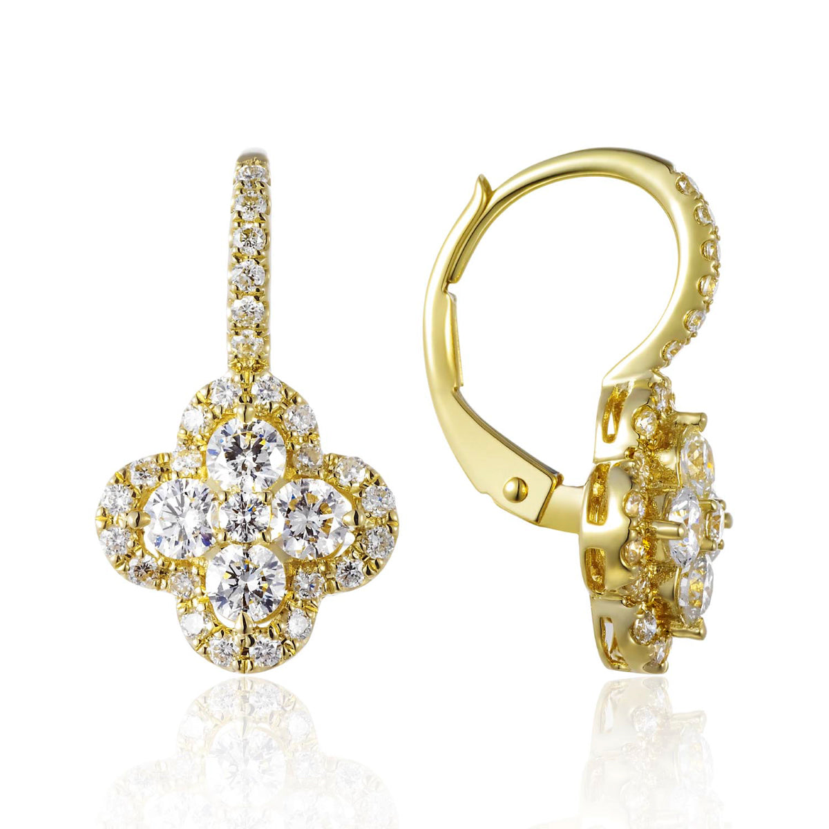 Handcrafted earrings with diamonds in a stunning cluster design. 