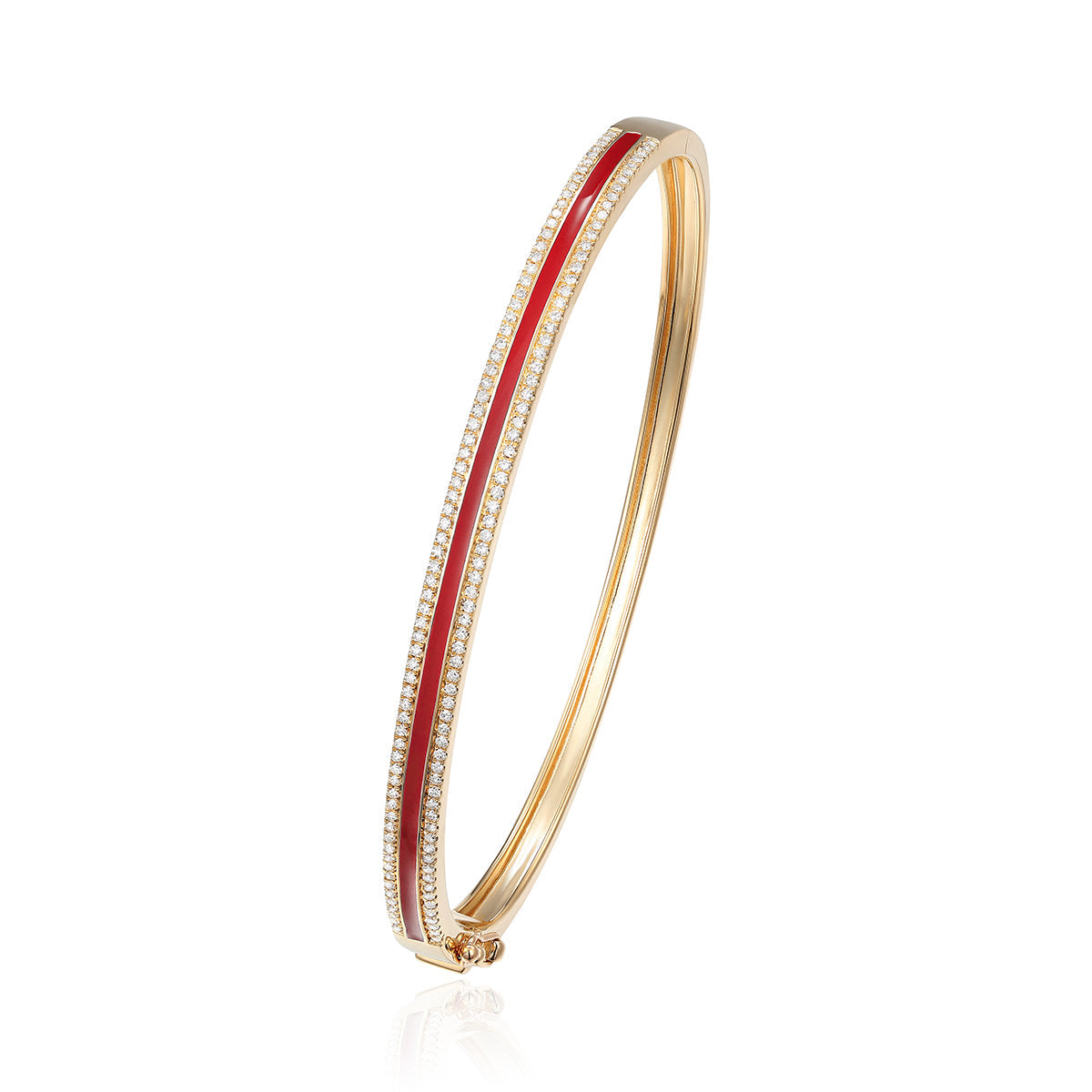 Enamel bangle with a row of diamonds. A pop of color to enhance the vibrant enamel color.