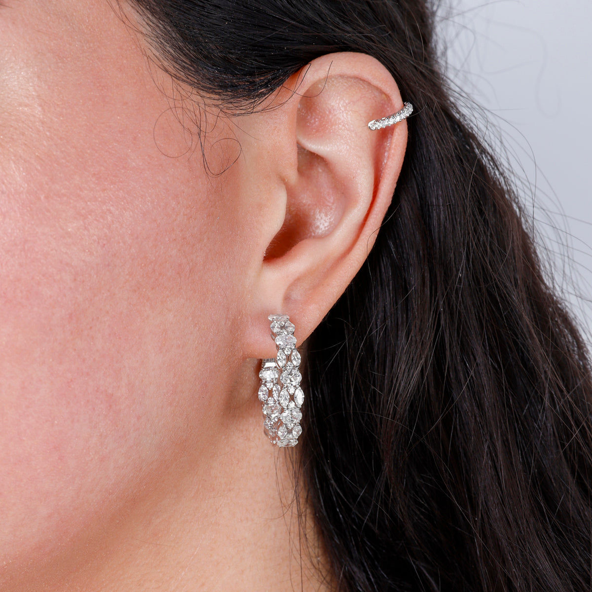 Elegant Diamond Cluster Hoops