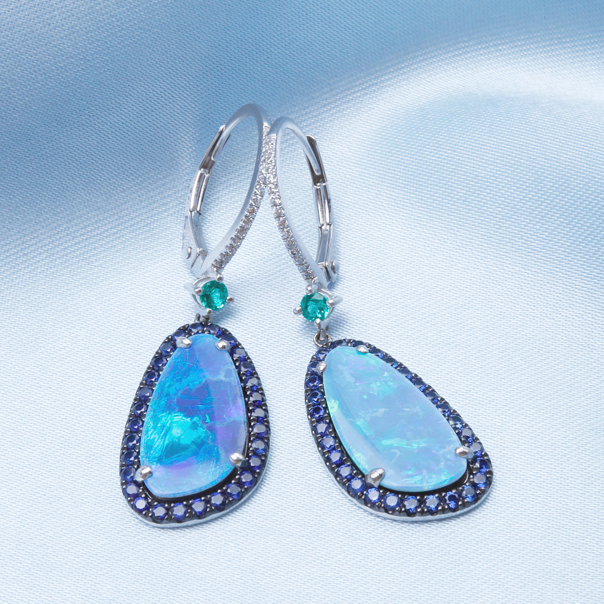 Opal Halo Drop Earrings