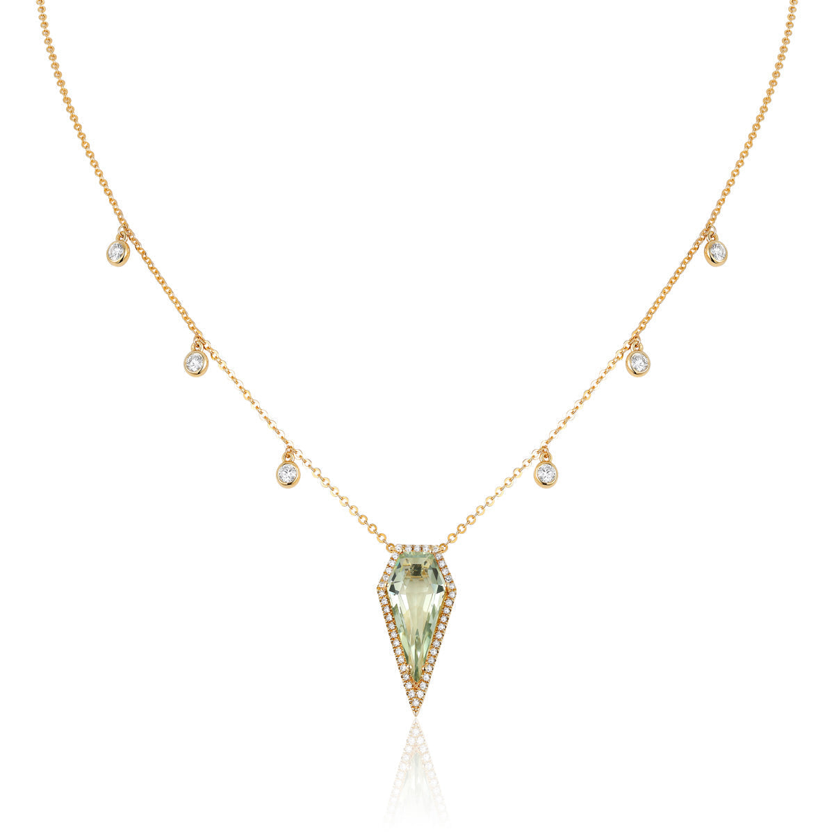 Diamond Shape Necklace with Diamond Charms