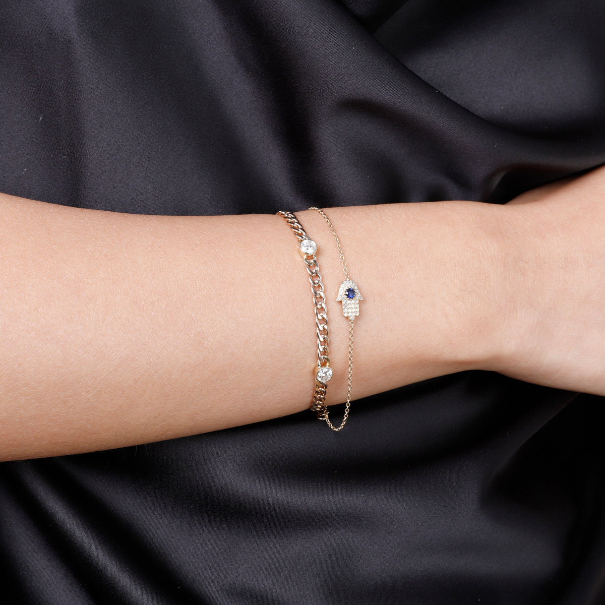 Bezel Set Diamond Chain Bracelet