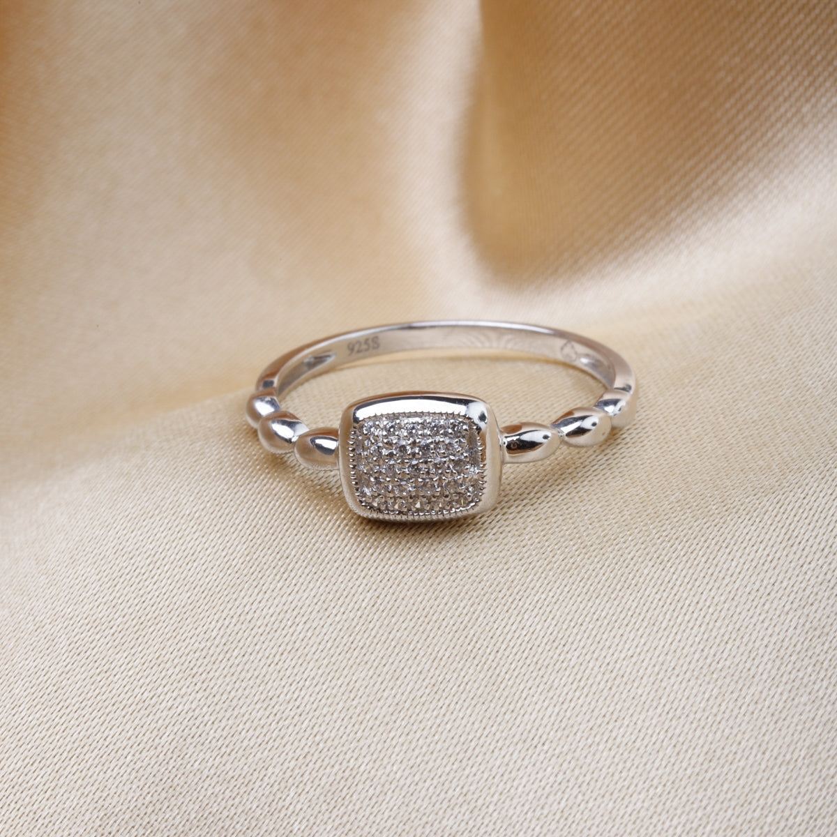 Pave Diamond Cushion Ring