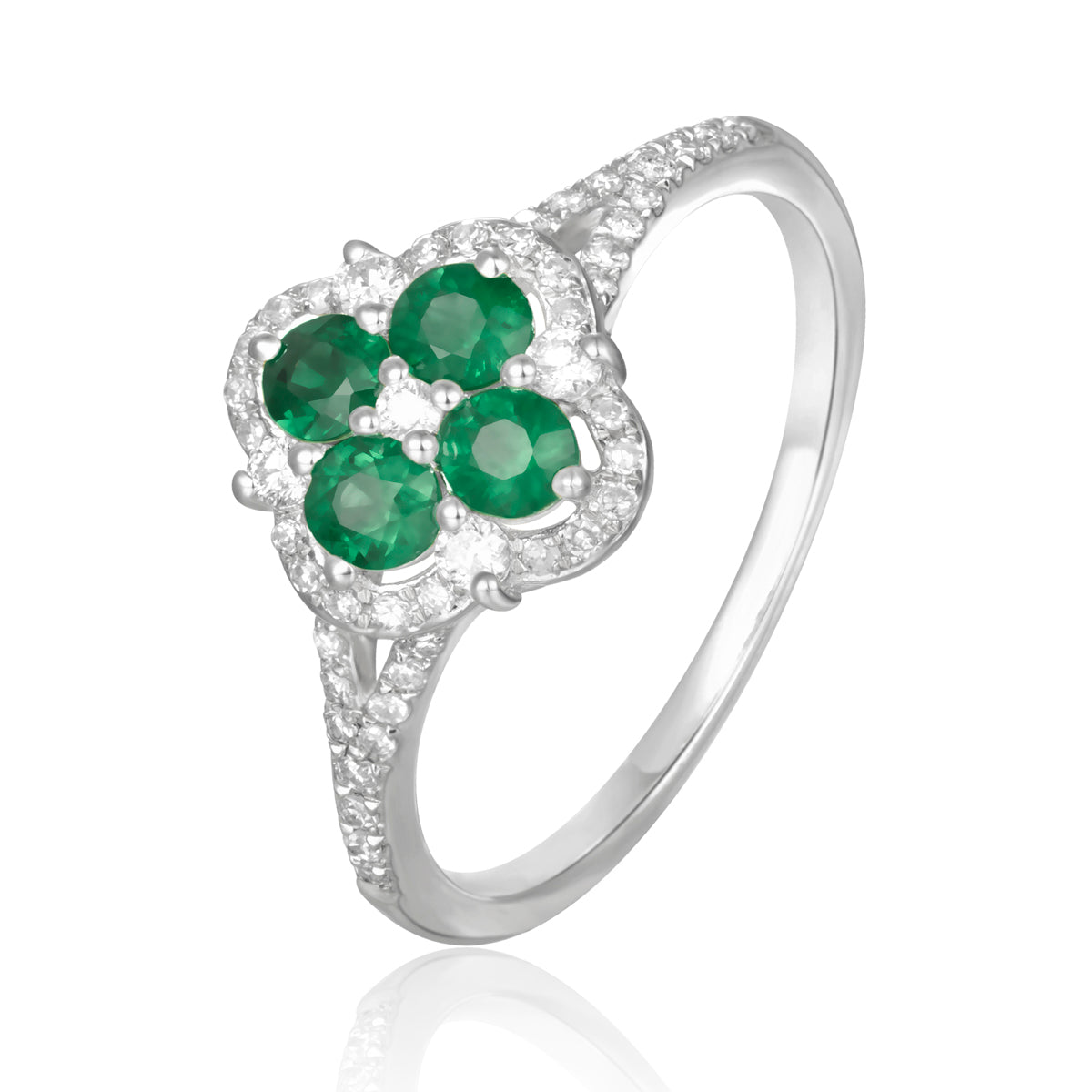 Albaharma ring collection. Stunning emerald ring with diamond accents. 
