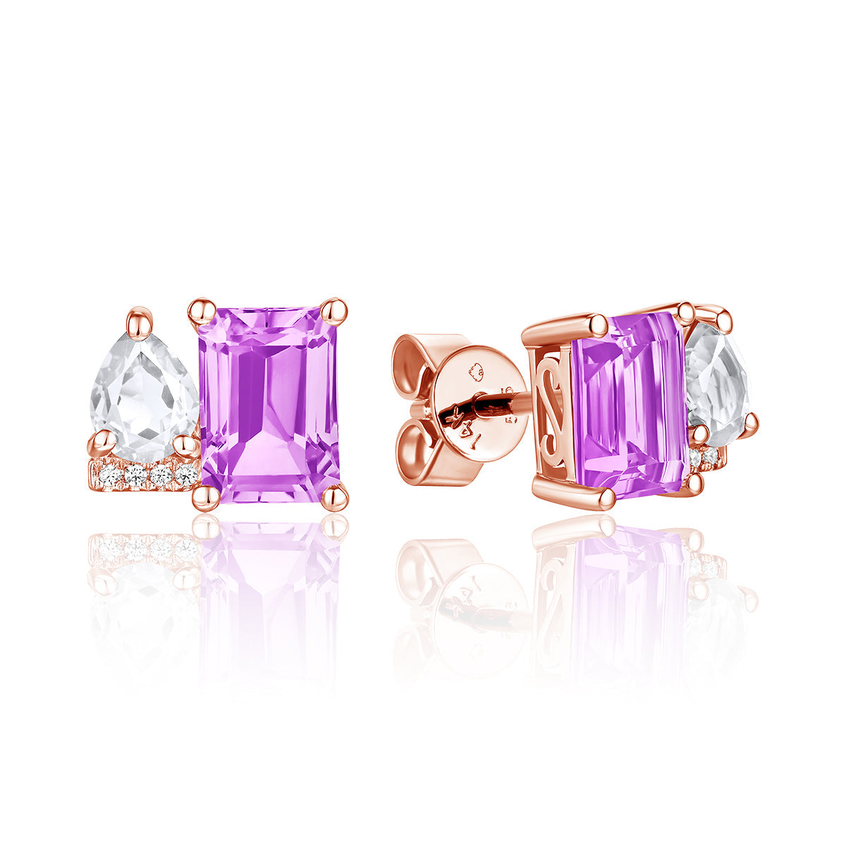 Moi et Toi Emerald Cut & Pear Shape Earrings