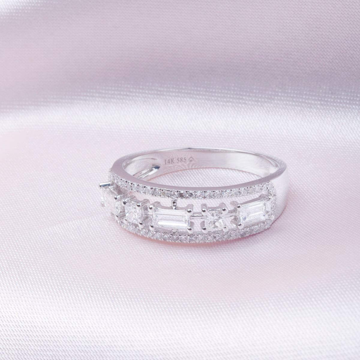 Bold Diamond Baguette Crushed Ring. Handcrafted with diamonds and fine details.  