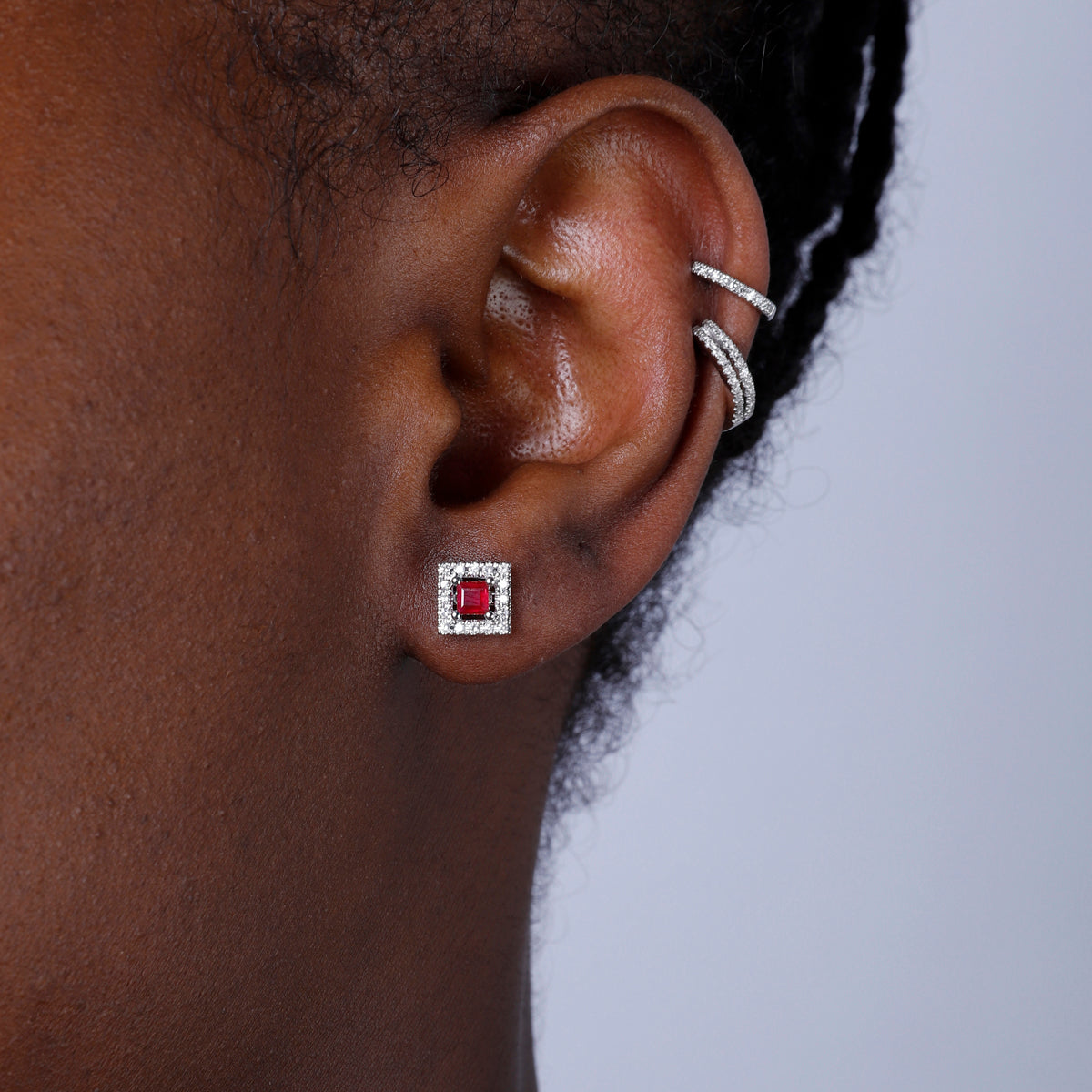 Square Open Halo Studs