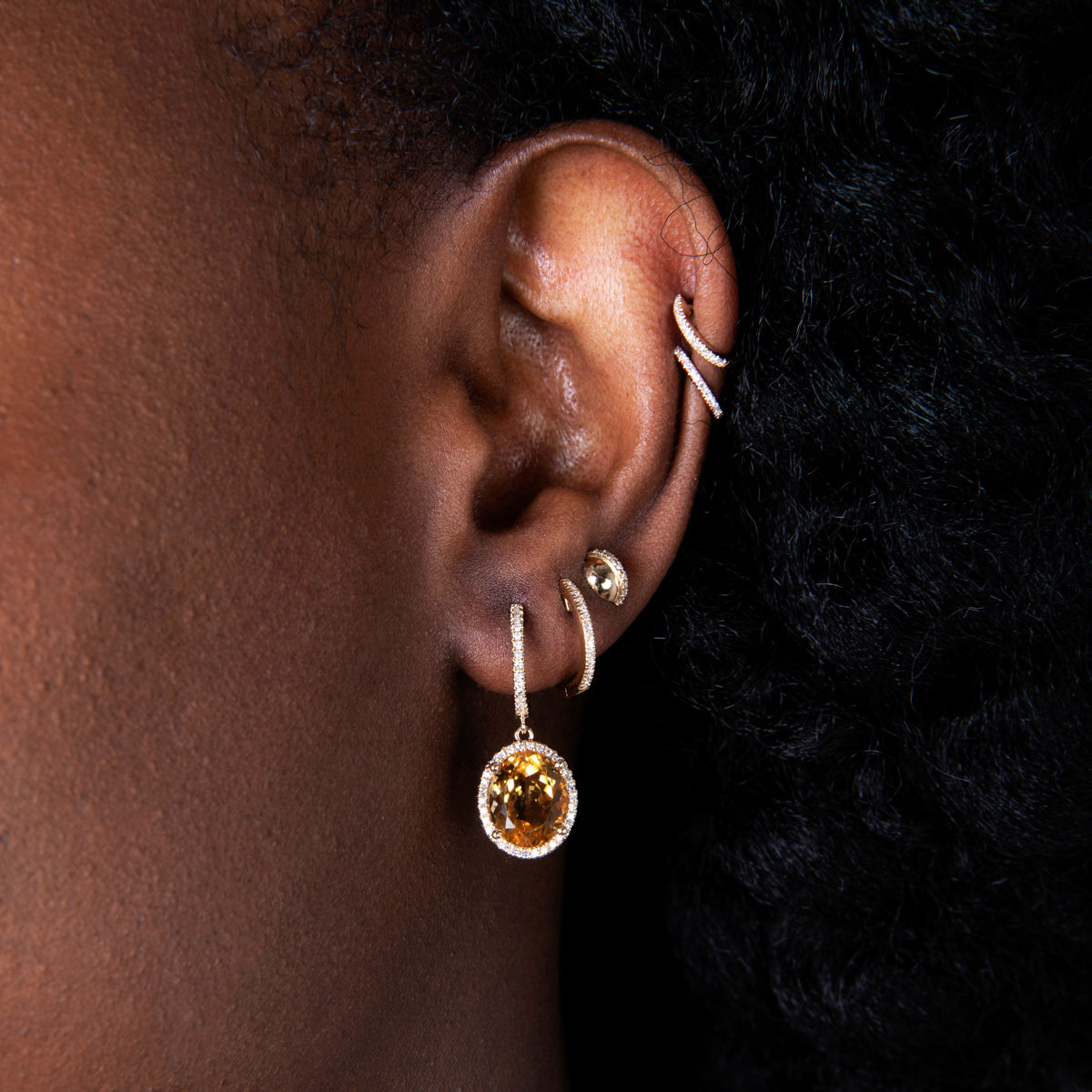 Oval Halo Drop Earrings