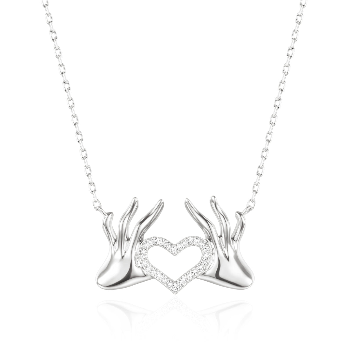 Hand Heart Diamond Necklace