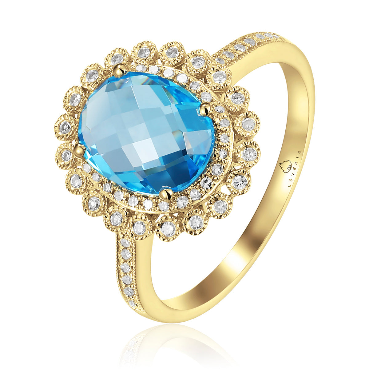 Intricately carved floral patterns and gemstones in the center adds to the ring's luxurious aura. 