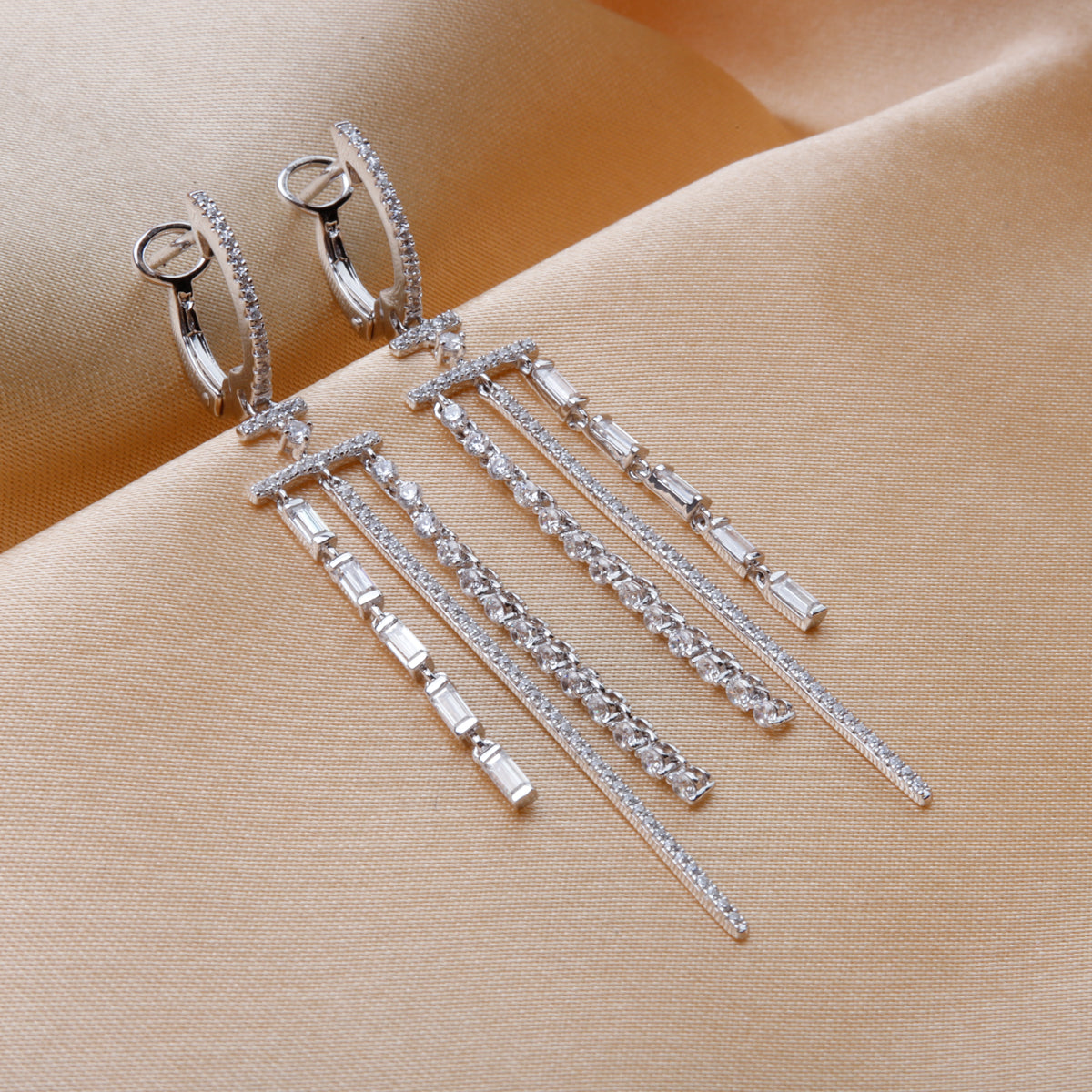 Three Row Drop Earrings