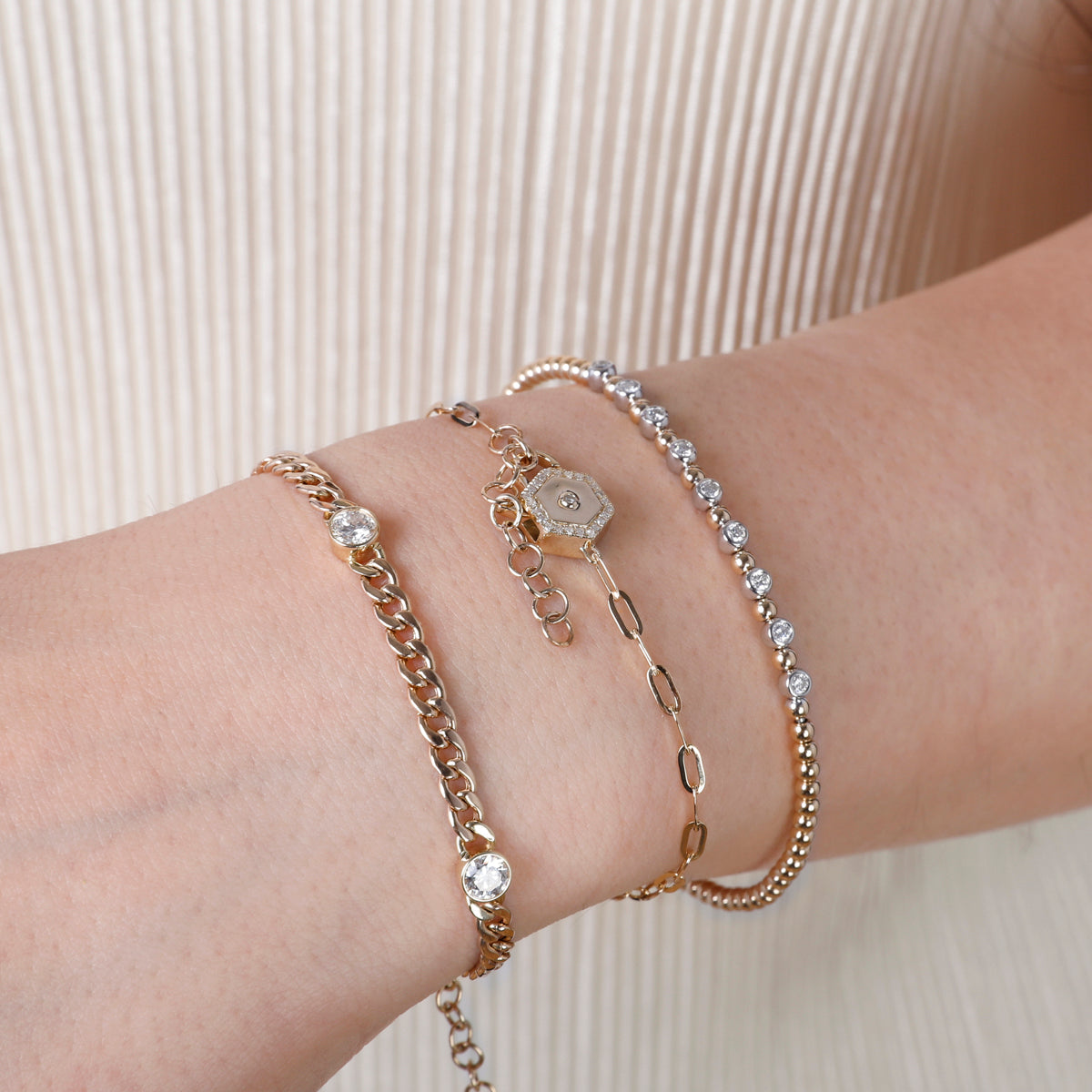 Split Beaded Diamond Bangle