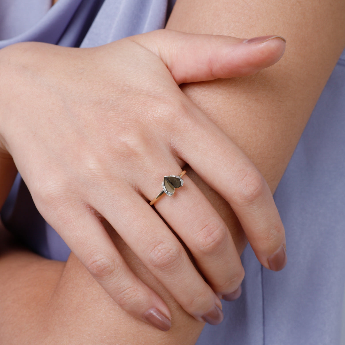 Heart Ring with Diamond Frame