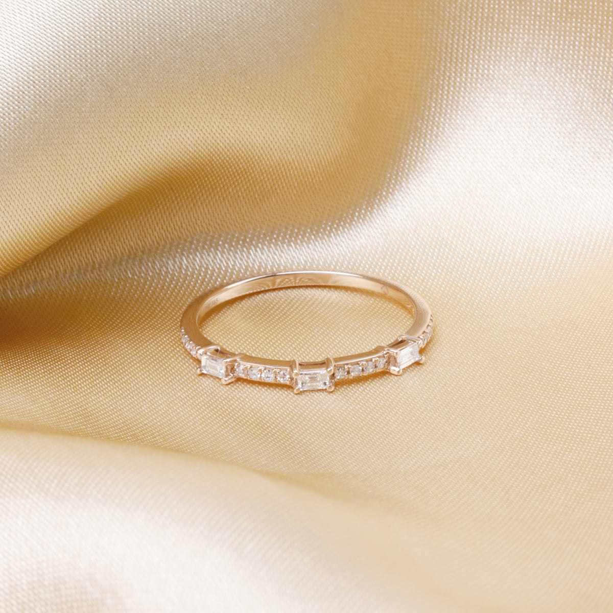 Baguette and round diamond ring. Each diamond is handpicked and set to create a unique piece.