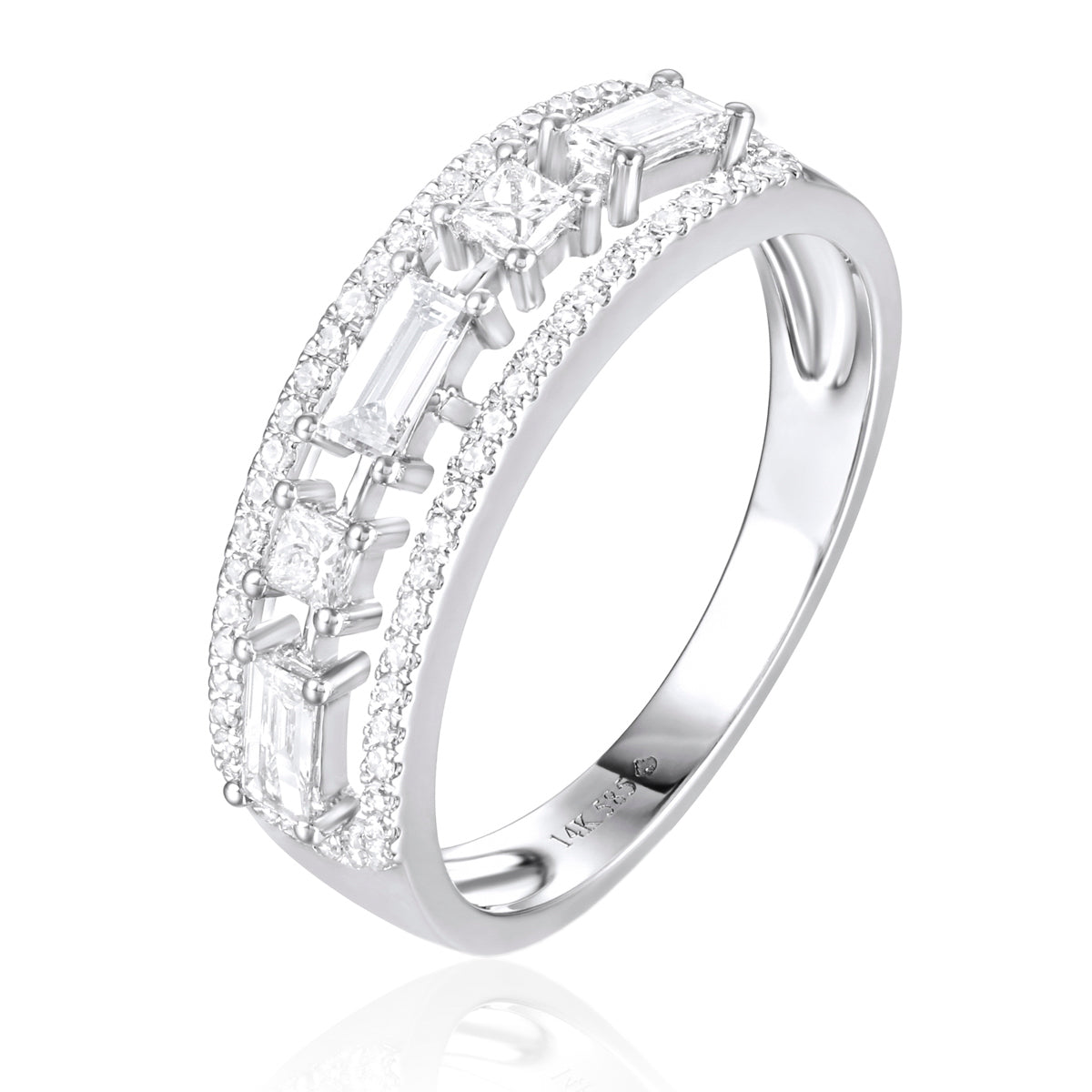 Bold Diamond Baguette Crushed Ring. Handcrafted with diamonds and fine details.  