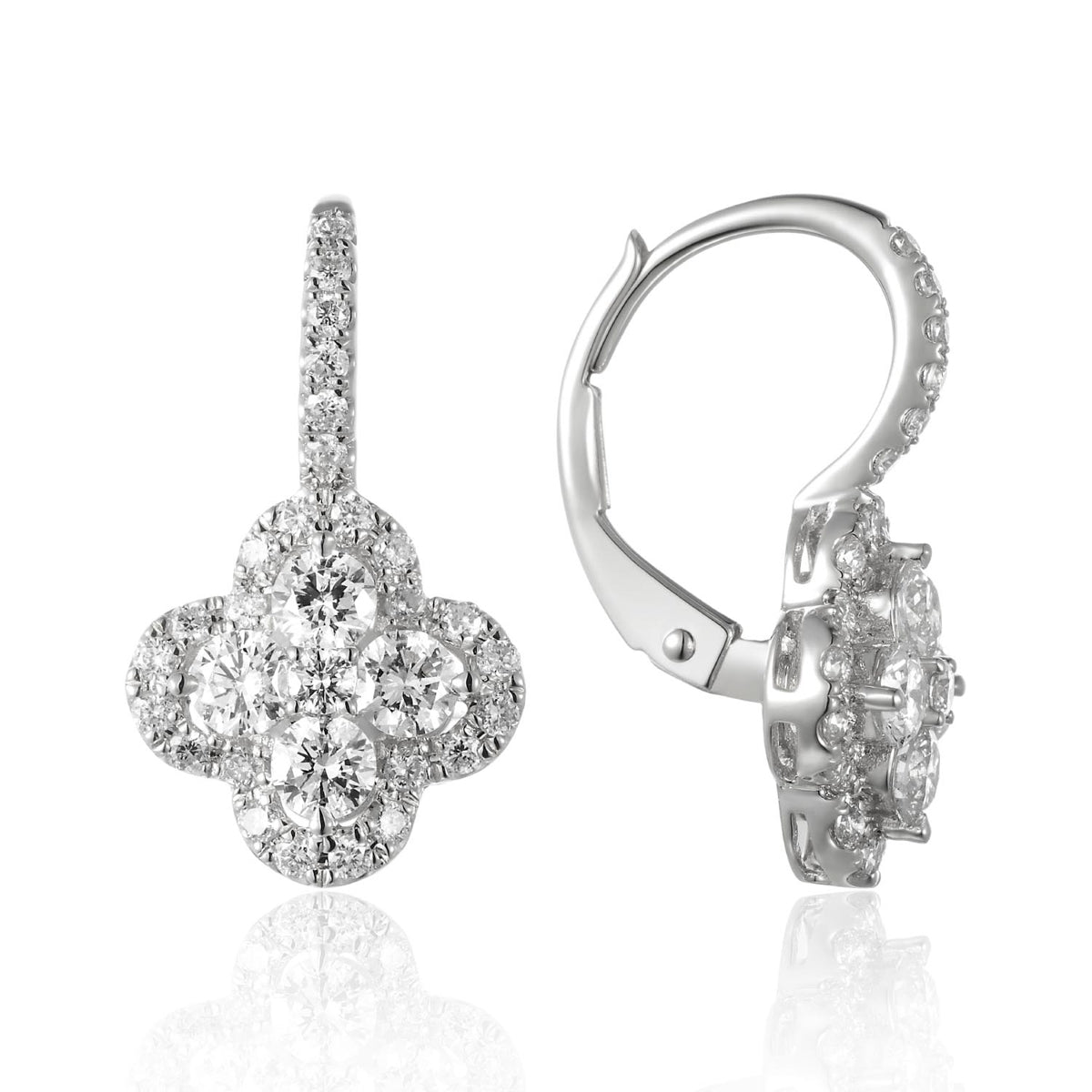 Handcrafted earrings with diamonds in a stunning cluster design. 
