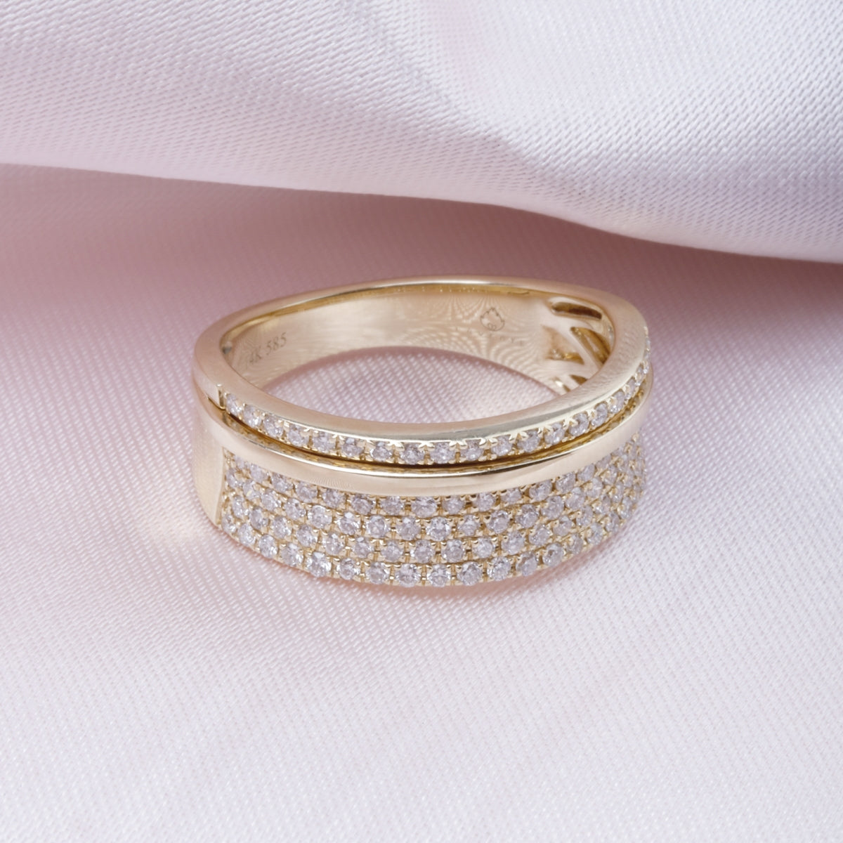 Diamond Band with Gold Accent Bar