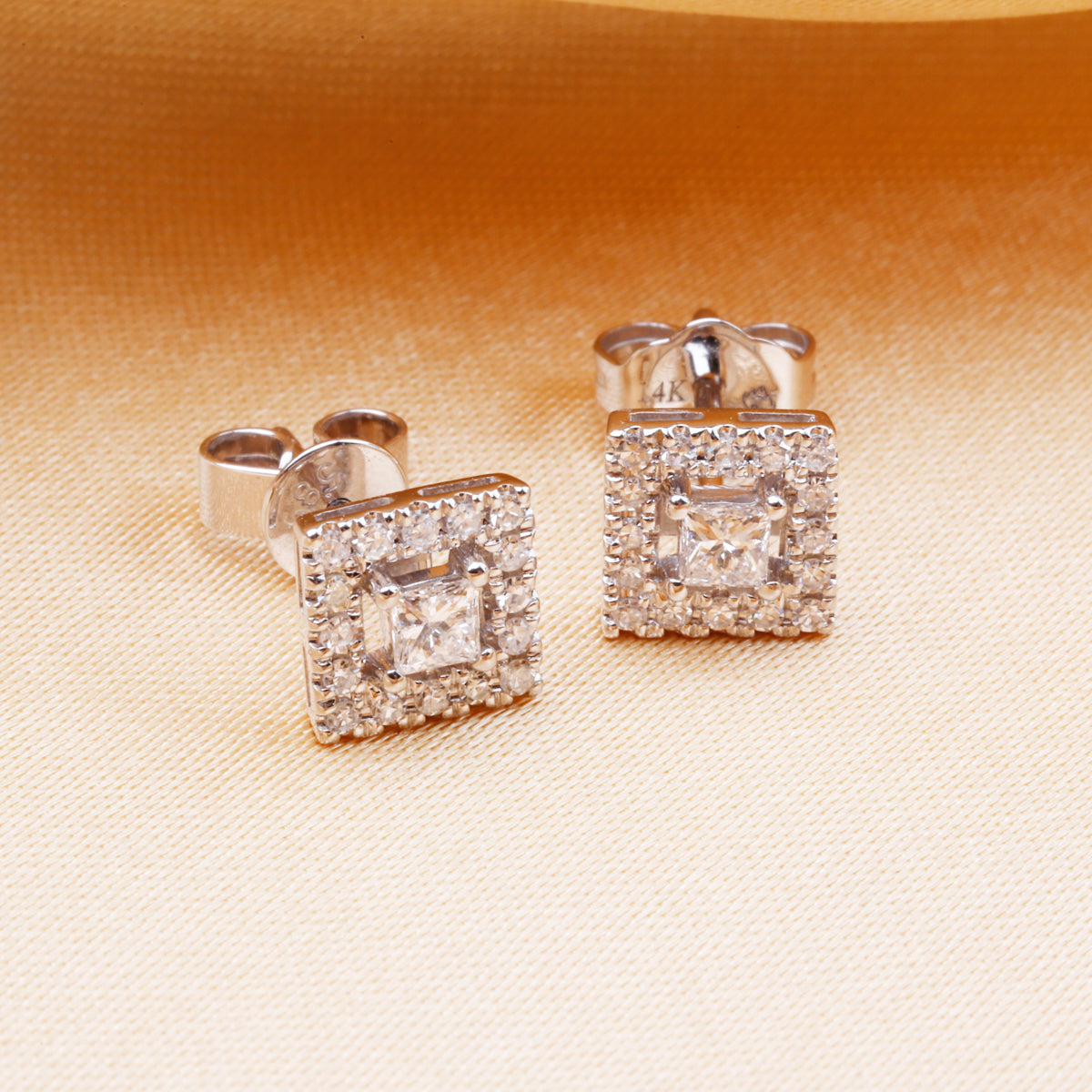 Square Open Halo Studs