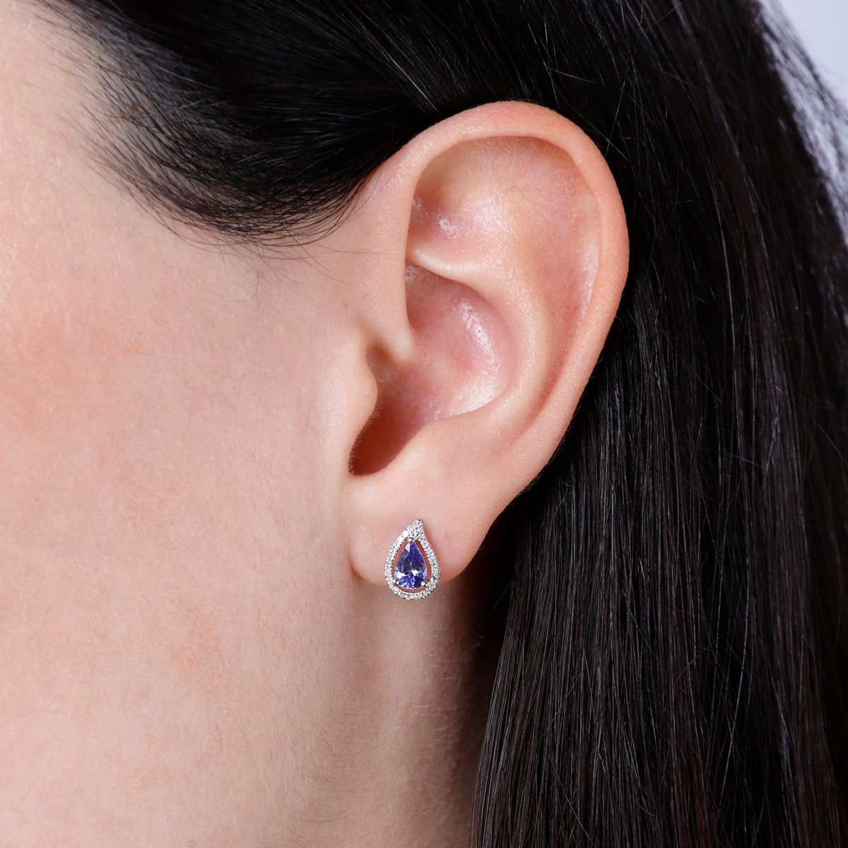 Teardrop Halo Stud Earrings