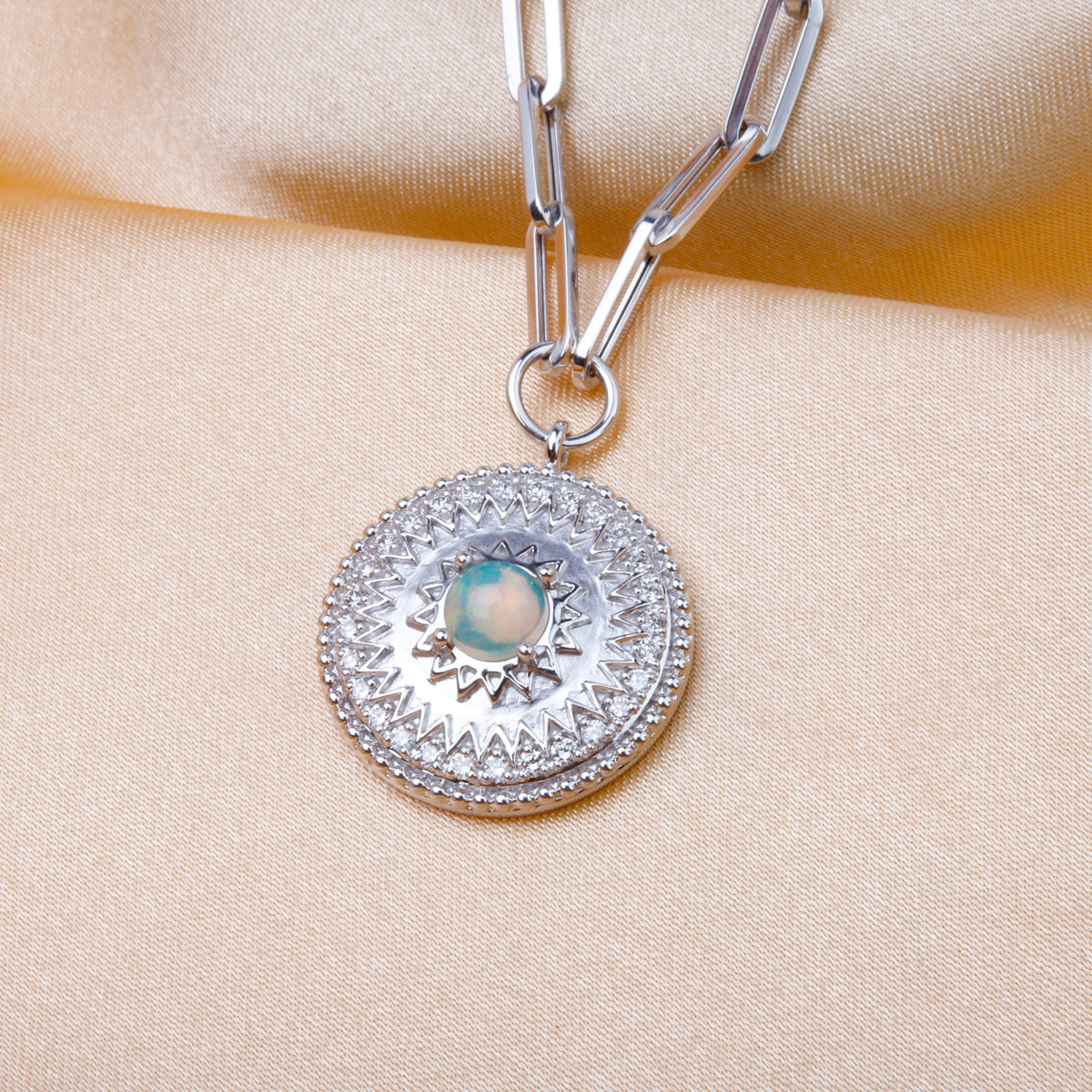 Round Opal Medallion Chain